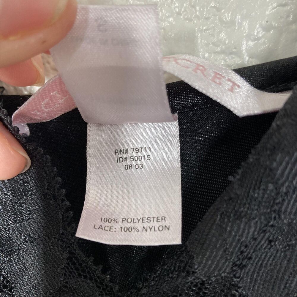 Victoria's Secret Chemise Nightgown Y2K Small Black Satin Lace Sleep Slip - Picture 14 of 14